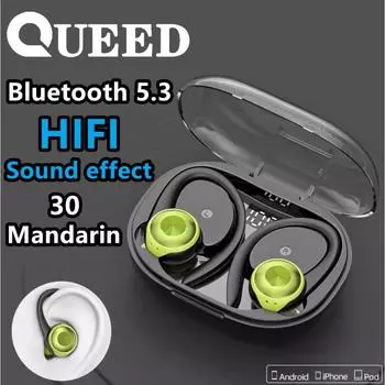 Новая обновленная версия Bluetooth-гарнитуры для бега с настоящим беспроводным шумоподавлением и полувкладышной спортивной гарнитурой чёрный