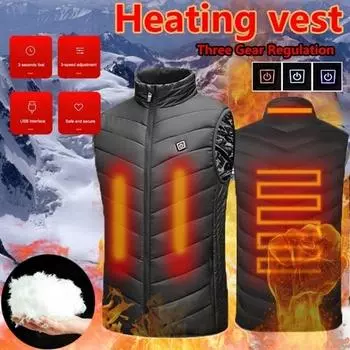 Новая обновленная версия унисекс USB жилет с электрическим подогревом куртка грелка зимний жилет для кемпинга на открытом воздухе регулировка температуры 3XL чёрный