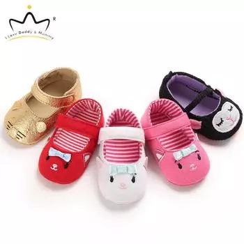 Новая обувь для маленьких девочек, нескользящая хлопковая детская обувь на мягкой подошве, обувь с милыми животными и бантиками, весенне-летняя обувь для девочек, первые ходунки