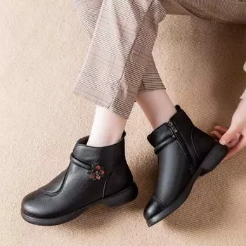 Новая обувь для мам зимняя хлопковая обувь бархатная осенне-зимняя теплая укороченная обувь женская нескользящая обувь для людей среднего и пожилого возраста зимняя кожа 35