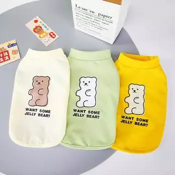 Новая одежда для домашних животных Одежда для собак Жилет с желеобразным медведем Милая мультяшная одежда для двуногих шнауцеров с короткими рукавами Дешевая одежда Костюмы для собак S