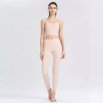 Новая одежда для йоги, женская красивая спина, спортивный бюстгальтер, нижнее белье для фитнеса, подтяжка ягодиц, телесные штаны для фитнеса, йоги, спортивный костюм для женщин S розовый