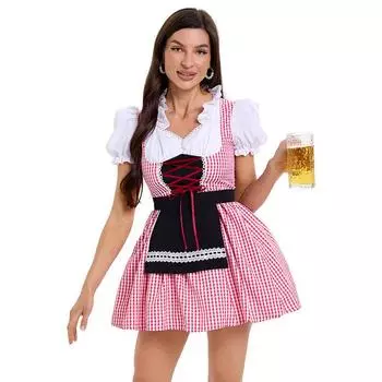 Новая одежда для Октоберфеста баварская любовь к пиву клетчатое платье одежда горничной S