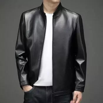 Новая одежда из натуральной кожи, мужская одежда из овчины, куртка из натуральной кожи, мужская куртка со стоячим воротником, мотоциклетная одинарная кожаная одежда 4XL