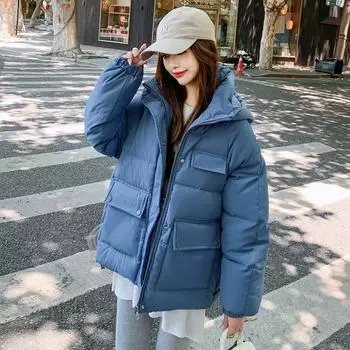 Новая одежда на ватной подкладке для женщин, утолщенные куртки на ватной подкладке на осень, зиму и осень, универсальная одежда из хлеба, в заграничном стиле S чёрный