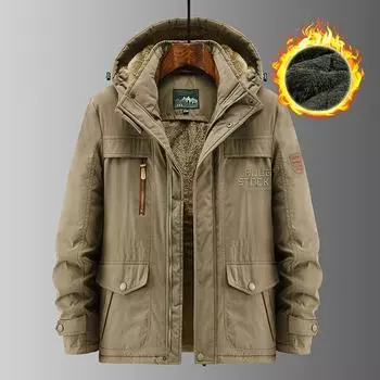 Новая одежда с хлопковой подкладкой для молодых и средних отцов Утепленные куртки больших размеров с хлопковой подкладкой Зимняя одежда с хлопковой подкладкой M хаки