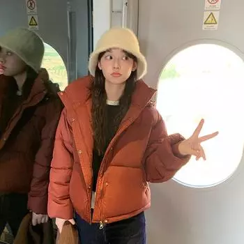 Новая одежда женская иностранного стиля свободная куртка с воротником-стойкой одежда больших размеров темпераментная одежда для хлеба короткая куртка S чёрный