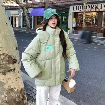 Новая одежда женская новая одежда для хлеба короткая одежда осенние и зимние пальто утепленные куртки с капюшоном M чёрный