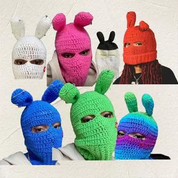 Новая одноглазая роговая шапка ручной вязки на Хэллоуин для фотосъемки, забавная, популярный стиль one size [excluding accessories]