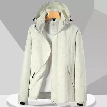 Новая однослойная куртка, модная дышащая, тонкая куртка для активного отдыха, съемная шапка, ветрозащитный водонепроницаемый плащ для мужчин XS темно-серого