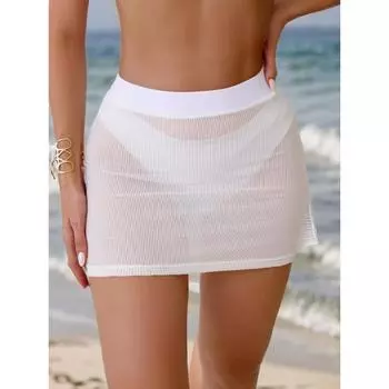 Новая однотонная белая сетчатая юбка сексуальный купальник бикини блузка женская S
