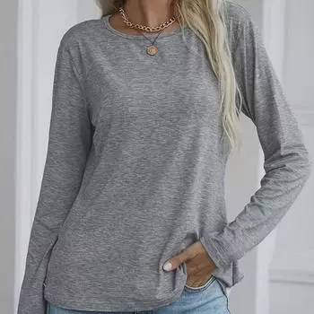 Новая однотонная футболка с круглым вырезом и длинным рукавом в европейском и американском стиле из коллекции осень/зима 2023 года M королевский синий