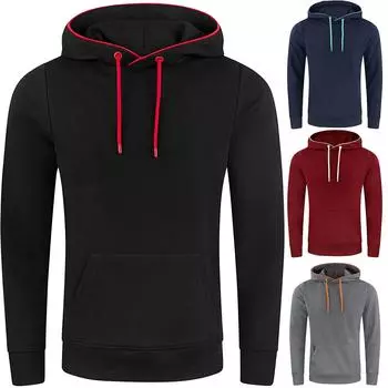 Новая однотонная мужская универсальная модная толстовка на осень и зиму, повседневная толстовка с капюшоном, толстовка с карманом, куртка M