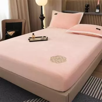 Новая однотонная простыня из молочного бархата с вышивкой камелии, теплый и утолщенный матрас, защитный чехол Simmons, покрывало на кровать 90cm*200cm