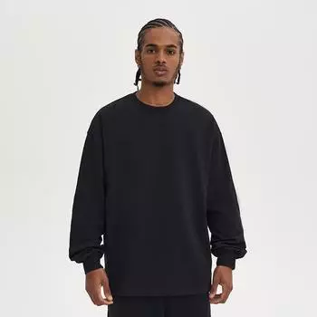 Новая однотонная свободная однотонная футболка из чистого хлопка с длинными рукавами, мужская модная мужская футболка одинакового цвета S