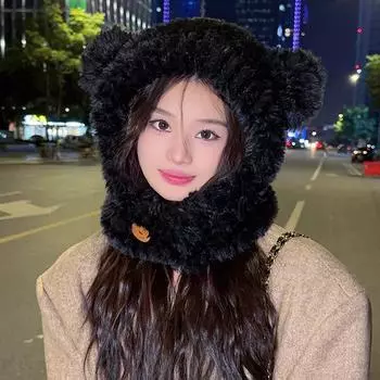 Новая однотонная тибетская шерстяная женская шапка для защиты ушей на осень и зиму, теплая модная корейская версия, для путешествий и путешествий Adjustable белый