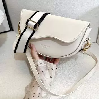 Новая однотонная женская сумка через плечо из искусственной кожи со стильным красным широким плечевым ремнем, маленькая квадратная сумка