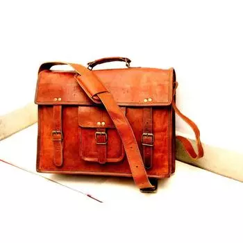 Новая офисная сумка-мессенджер из натуральной кожи, сумка-портфель для ноутбука, сумка через плечо 14 x 18 x 5 in коричневый