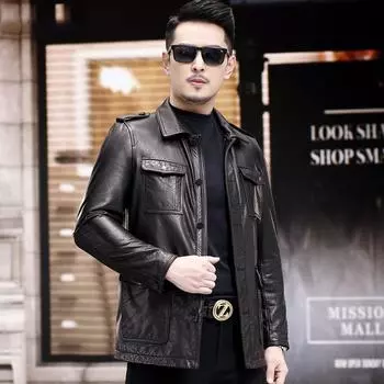 Новая охотничья куртка из натуральной кожи, мужская кожаная куртка с лацканами, масляная восковая куртка из воловьей кожи для бизнеса и отдыха 5XL