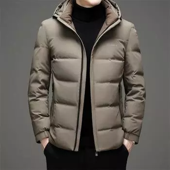 Новая осень и зима 90-х годов, короткая мужская куртка на белом утином пуху, теплая повседневная мужская куртка-пуховик L