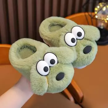 Новая осенне-зимняя детская корейская обувь, модные теплые детские повседневные хлопковые нескользящие тапочки для мальчиков и девочек 24 кофейный