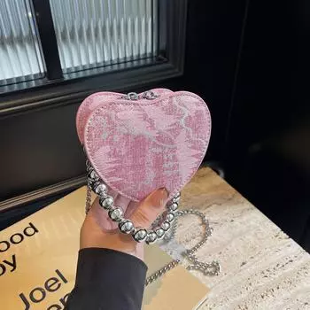 новая осенне-зимняя изысканная мини-сумка для женщин, нишевая сумка через плечо с цепочкой, розовый рот в форме сердца, красный конверт