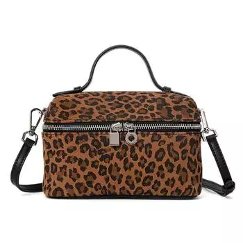 Новая осенне-зимняя косметичка из натуральной кожи с леопардовым принтом, портативная сумка большой вместимости, дорогая сумка для хранения