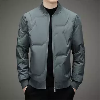 Новая осенне-зимняя куртка-бейсбольный воротник для молодых мужчин, короткая модная простая куртка-пуховик, утепленная куртка-пуховик M