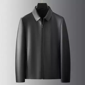 Новая осенне-зимняя куртка из натуральной кожи, мужская повседневная куртка из овчины, съемный воротник, куртка для папы 170