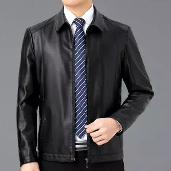 Новая осенне-зимняя куртка из натуральной кожи для мужчин среднего возраста, кожаная куртка для мужчин, повседневная куртка с бархатным верхом 170