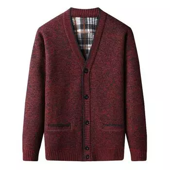 Новая осенне-зимняя модная теплая вязаная куртка-кардиган на пуговицах для мужчин, однотонная свободная повседневная куртка большого размера M синий