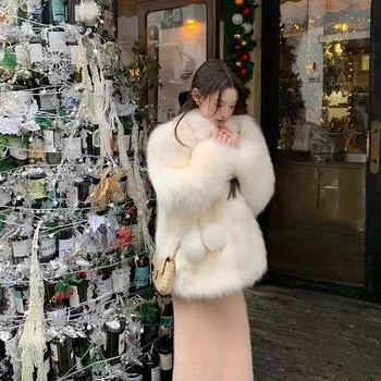 Новая осенне-зимняя молодежная мода тока искусственная шуба из лисы женская зимняя длинная шуба S