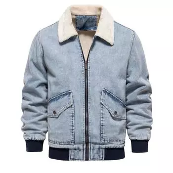Новая осенне-зимняя мужская бархатная джинсовая куртка, повседневный топ из качественной стираной джинсовой ткани S