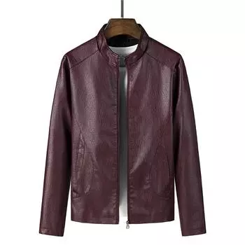 Новая осенне-зимняя мужская кожаная куртка большого размера, мужская зеленая кожаная куртка в корейском стиле, повседневная куртка с воротником-стойкой для мотоцикла M
