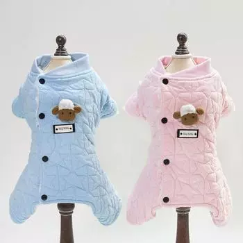 Новая осенне-зимняя одежда для четвероногих овец на хлопковой подкладке Одежда для домашних животных Одежда для собак Одежда для домашних животных S синий