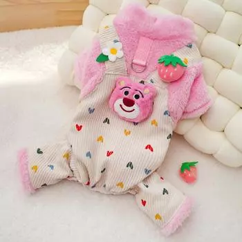 Новая осенне-зимняя одежда для домашних животных, флисовая одежда для собак и кошек с ремешком, для тедди, бигбеара, корги, товары для кошек XS (back length 20cm 1-1.5kg pet)
