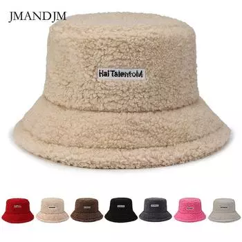 Новая осенне-зимняя панама с флисом, теплая женская панама из овечьей шерсти, японская и корейская версия, вышитая панама с буквами из овечьей шерсти average code