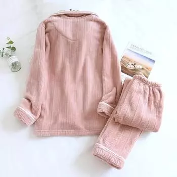 Новая осенне-зимняя парная пижама из двух частей с длинными рукавами, теплые мужские и женские домашние костюмы M