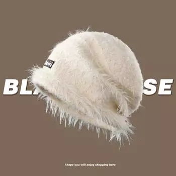 Новая осенне-зимняя плюшевая вязаная цветная полосатая теплая защитная шапка для ушей универсальная шерстяная холодная шапка стековая женская чёрный