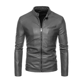 Новая осенне-зимняя повседневная мужская кожаная куртка в корейском стиле, тонкая, трендовая, красивая зеленая куртка из искусственной кожи для мужчин Yama M