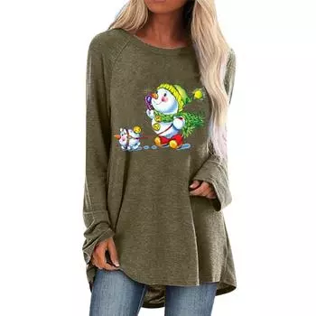 Новая осенне-зимняя повседневная одежда с длинным рукавом с принтом женская футболка с длинным рукавом высокого качества свободная версия топ с длинным рукавом S