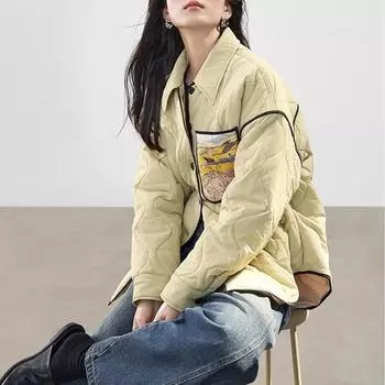 Новая осенне-зимняя простая повседневная тонкая хлопковая куртка-рубашка для женщин S