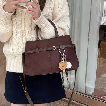 Новая осенне-зимняя ретро-сумка из матовой замши, универсальная сумка на одно плечо с перекрестными ремешками, дорожная универсальная портативная женская сумка, тренд