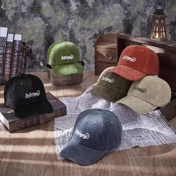 Новая осенне-зимняя ретро вельветовая кепка с вышитыми буквами «уличная сотня» и однотонная бейсболка для мужчин и женщин M56-58cm чёрный