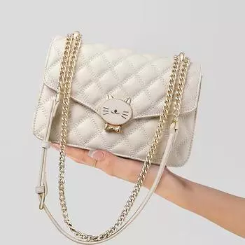 Новая осенне-зимняя ромбовидная кожаная женская сумка через плечо на цепочке маленькая квадратная сумка подарок на день рождения