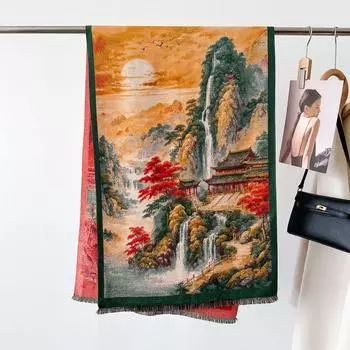 Новая осенне-зимняя шаль-картина маслом, женская теплая толстая накидка, дизайнерские шарфы, женский кашемировый плед, пончо для девушки, эшарп, буфанда GSJ-430-1