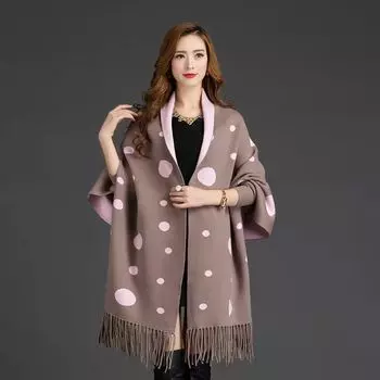 Новая осенне-зимняя шаль с рукавами модный шарф свитер двойного назначения женская накидка кардиган плащ куртка толстая и теплая one size хаки