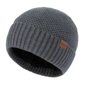 Новая осенне-зимняя шапка, теплая вязаная утепленная утепленная шапка с этикеткой, однотонная полосатая шапка для прогулок на открытом воздухе, защитная шапка для ушей серый