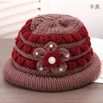 Новая осенне-зимняя шапка женская теплая вязаная шапка для бабушек среднего и пожилого возраста плюшевая толстая шерстяная шапка для старушки one size fits all фиолетовый