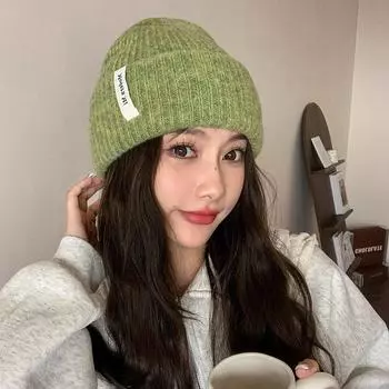 Новая осенне-зимняя шерстяная универсальная парная шерстяная шапка корейской версии, теплая вязаная шапка с защитой ушей и рукавом для головы 56-58CM белый